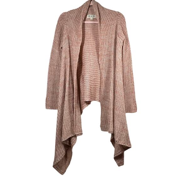 PINK ROSE Peach Knit Sweater Open Front High Low Cardigan L - Picture 1 of 5